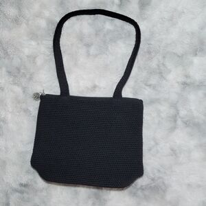 The Sak Chic Black Crochet Casual Double Strap Shoulder Boho Bag